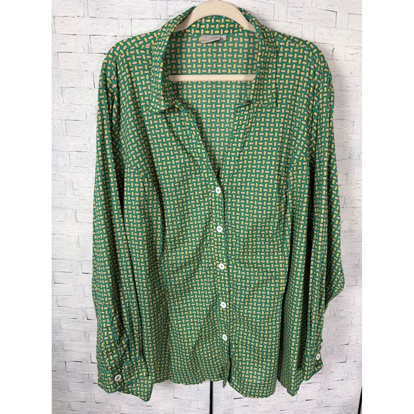 eshakti Tops - eShakti Womens Blouse Button Down lightweight 100% Cotton v-Neck Plus Size